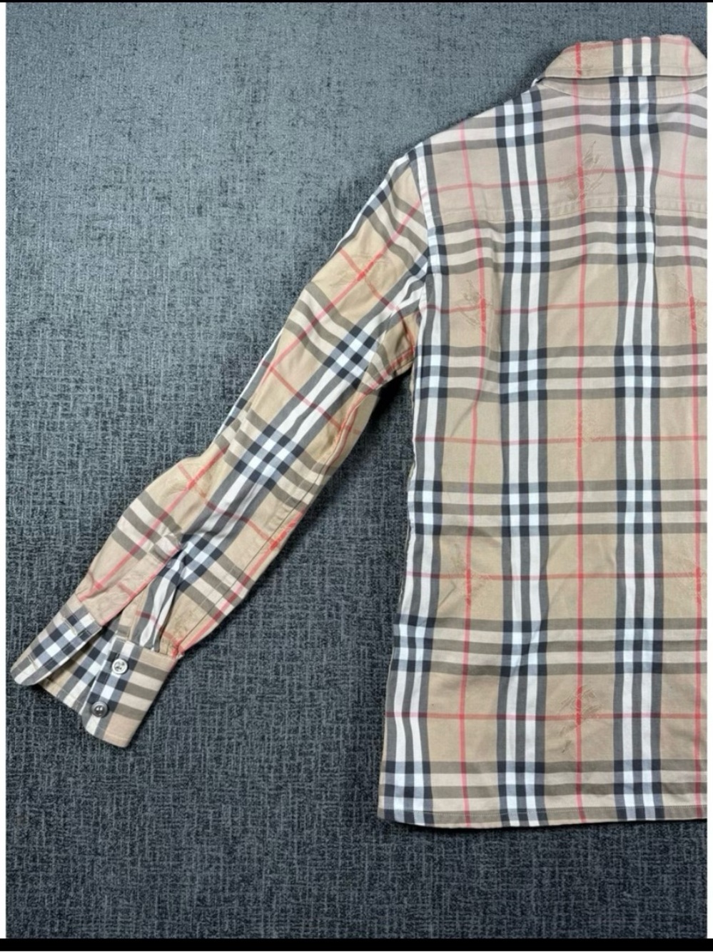 Burberry Prorsum Beige Plaid Long-Sleeve Dress Shirt with Black and Red Checks